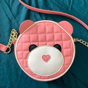 Betsey Johnson pink bear quilt crossbody bag